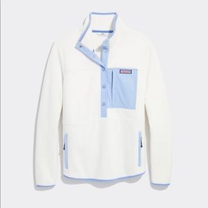 NWT Vineyard Vines White Polar Fleece Snap Button Pullover Size XXS